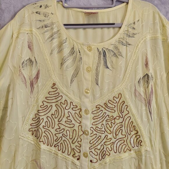 Malhortra Dress Women XL Maxi Flowy Ethnic Hippie Boho embroidery mumu Rayon - Picture 8 of 11